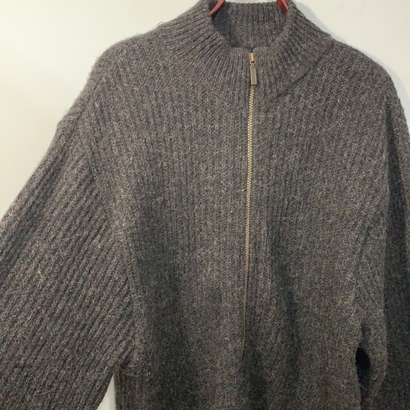 LL Bean Vintage Wool Alpaca Ribbed Thick Knit Zipper Cardigan Jacket Sweater XL - Picture 4 of 17